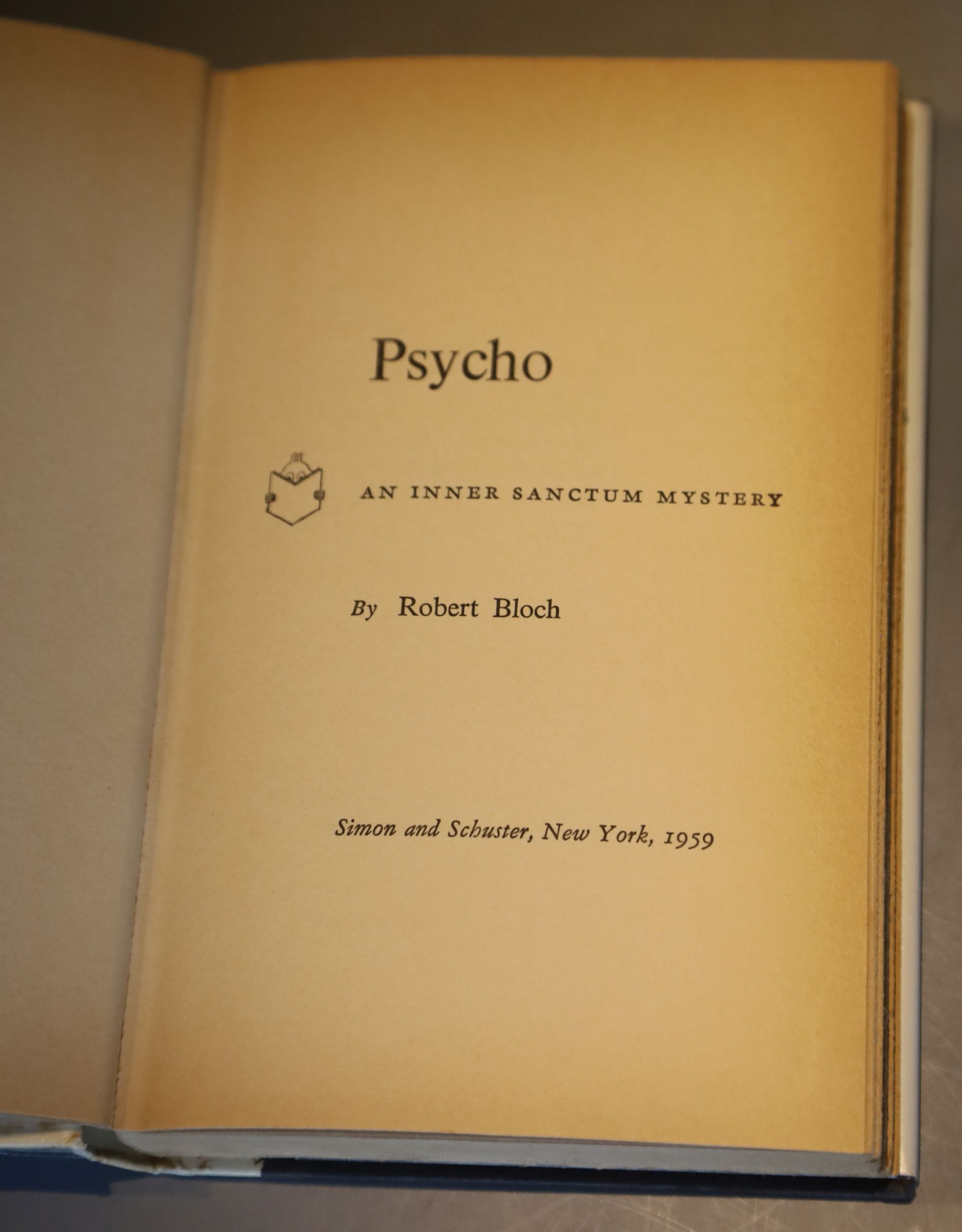 Bloch, Robert - Psycho, 1st edition, 8vo, in slightly nicked d.j., with 1cm tear to left foot of spine, minor loss to top right of p.1,